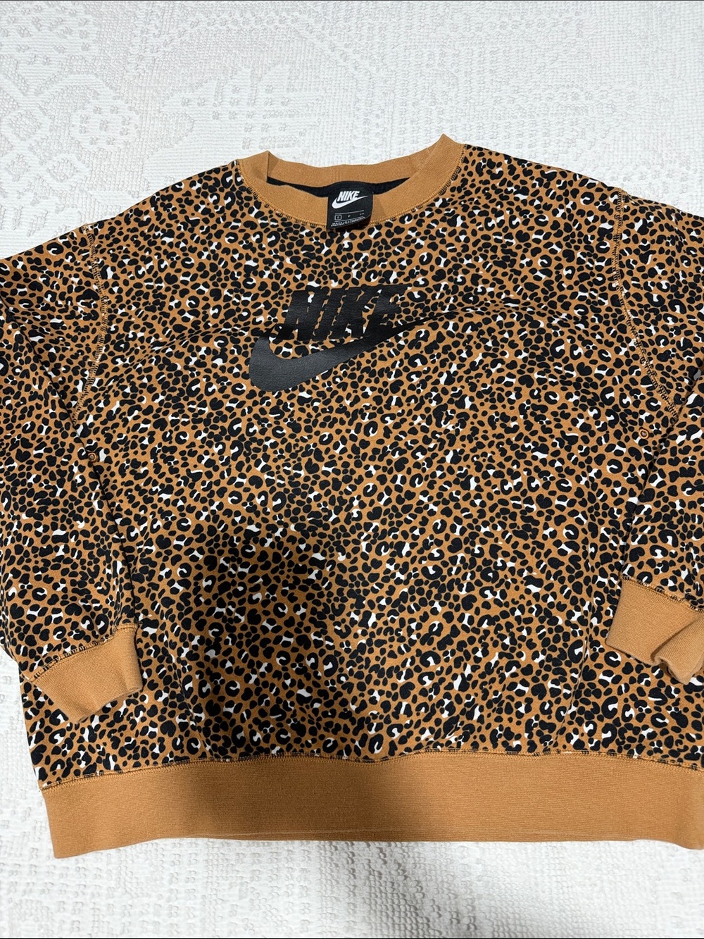 Nike Leopard Print Crewneck Sweatshirt - Tan & Black